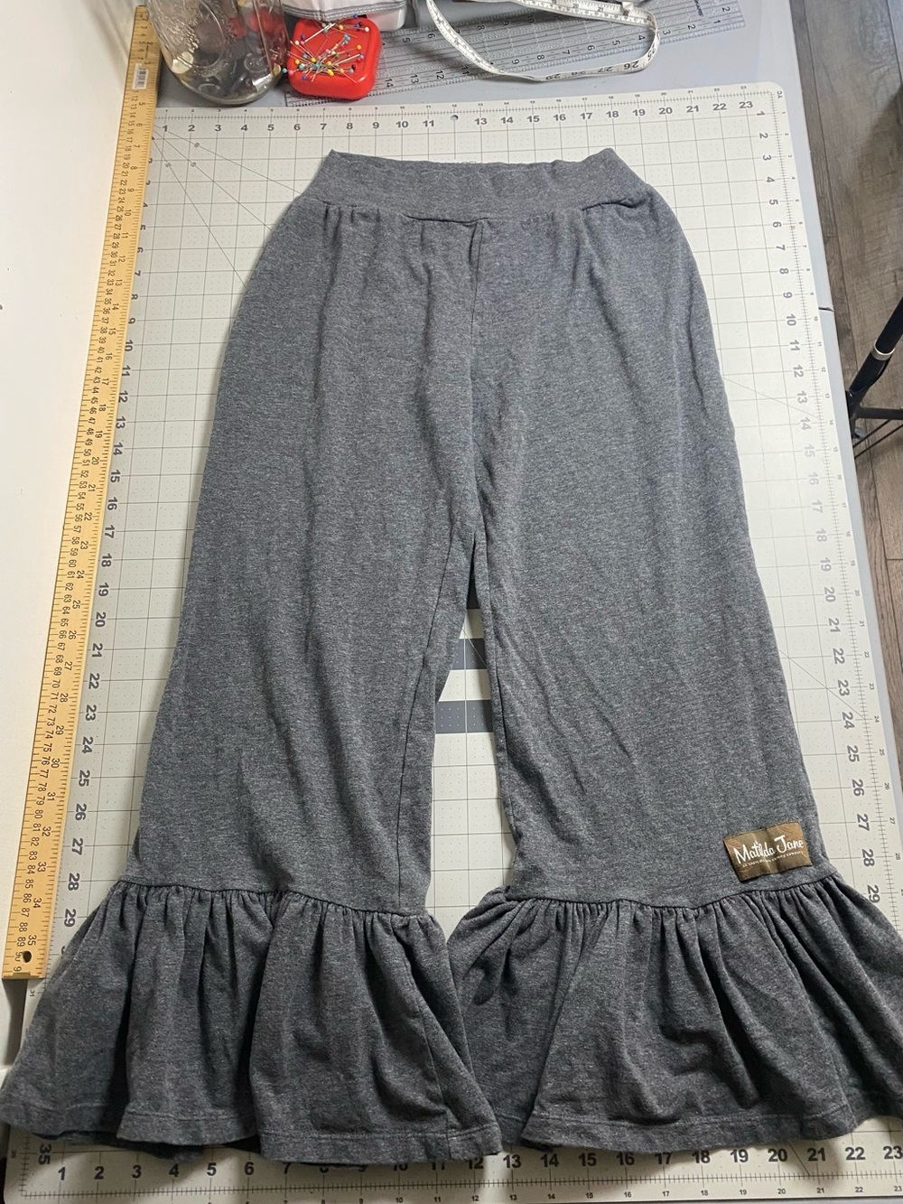Matilda Jane Charcoal Gray Wide Leg Ruffle Hem Pants